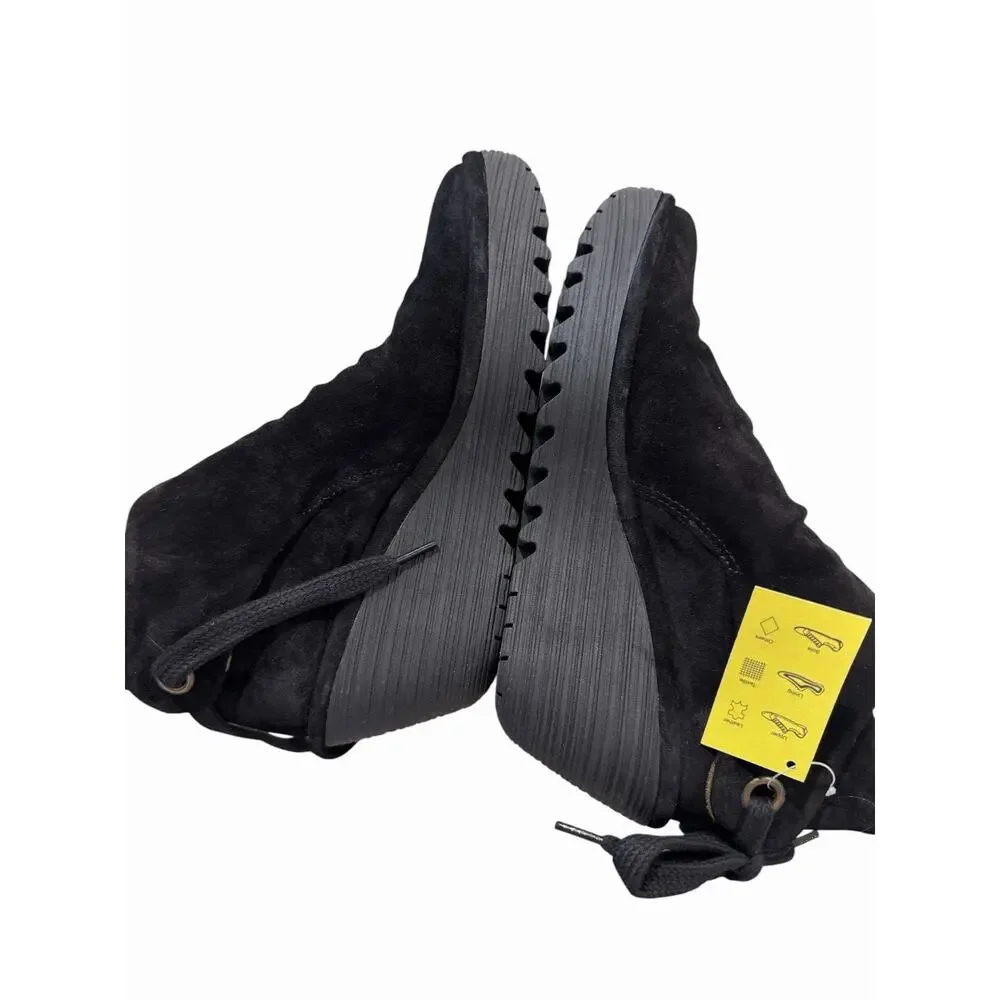 $180 New FLY London Women’s US‎ 7.5 EU 38 Yebi Wedge Boot Shoe Black Leather Y2K